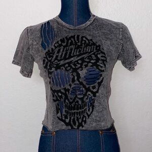 Affliction Black and Gray Graphic Tee